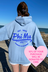 Phi Mu- Blue Circle of Philanthropy Hooded Sweatshirt