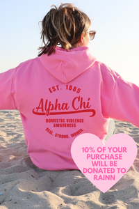 AXO- Pink and Red Circle of Philanthropy Hooded Sweatshirt