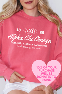 AXO- Oval Greek Letters Philanthropy Comfort Colors Sweatshirt