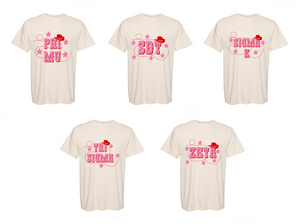Pink and Red Lasso Cowgirl Sorority Tee