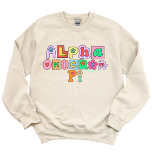 AOII- Patchwork Sorority Crewneck Sweatshirt