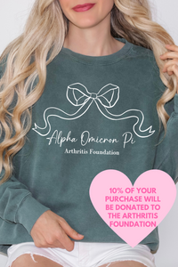 ALPHA O- Ribbon Bow Philanthropy Comfort Colors Sweatshirt
