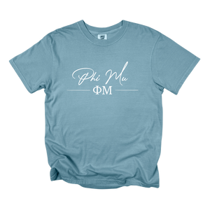 PHI MU- Greek Letters and Script Tee