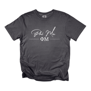 PHI MU- Greek Letters and Script Tee