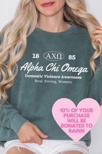 AXO- Oval Greek Letters Philanthropy Comfort Colors Sweatshirt