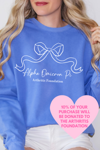 ALPHA O- Ribbon Bow Philanthropy Comfort Colors Sweatshirt