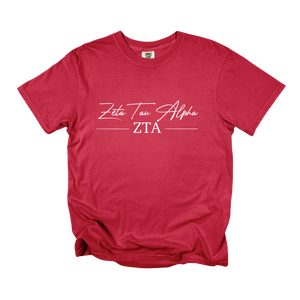 ZTA- Greek Letters and Script Tee