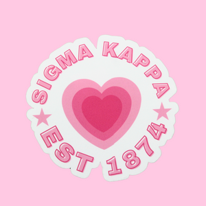 Radiant Pink Heart Sorority Sticker