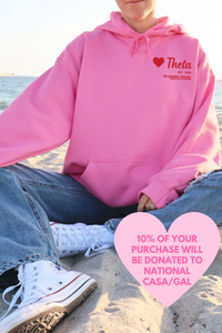 THETA- Pink and Red Circle of Philanthropy Hooded Sweatshirt