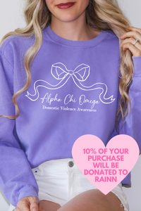 AXO- Ribbon Bow Philanthropy Comfort Colors Sweatshirt