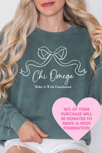 CHI O- Ribbon Bow Philanthropy Comfort Colors Sweatshirt