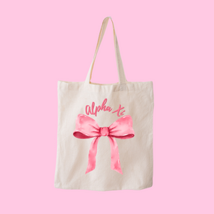 Pink Bow Sorority Tote Bag