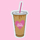 Ice Coffee Pink Heart Sorority Sticker