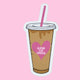 Ice Coffee Pink Heart Sorority Sticker