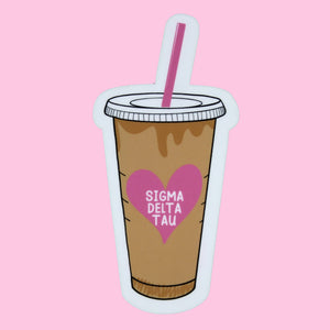 Ice Coffee Pink Heart Sorority Sticker