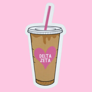 Ice Coffee Pink Heart Sorority Sticker