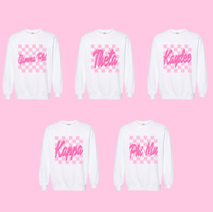 Pink Checkers Sorority Sweatshirt