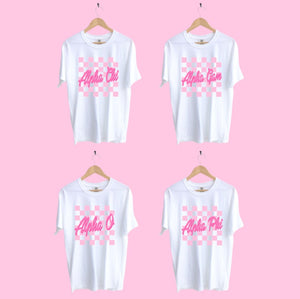 Pink Checkers Sorority Tee