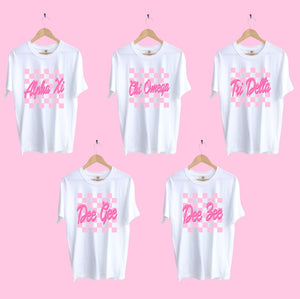 Pink Checkers Sorority Tee