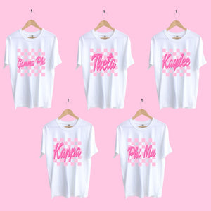 Pink Checkers Sorority Tee