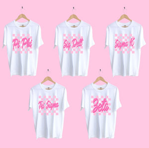 Pink Checkers Sorority Tee