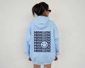 Panhellenic Smile Back Hooded Sweatshirt Light Blue