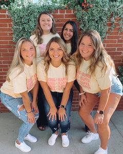 Yellow and Pink Peace Design Sorority Tee