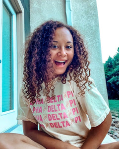 Yellow and Pink Peace Design Sorority Tee