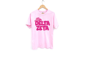 Pink Cowgirl Hat Sorority Tee