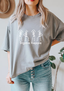 Grey Skeleton Halloween Sorority Tee