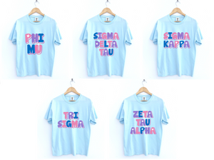 Multi Color Flower Letters Chambray Tee