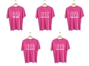Established Year Outlined with Stars Sorority Tee