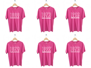 Established Year Outlined with Stars Sorority Tee