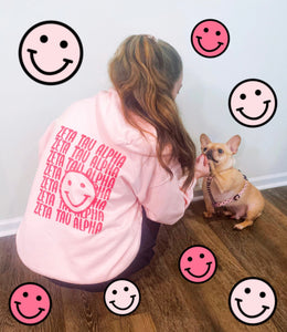 Smile Back Sorority Hooded Sweatshirt Light Pink