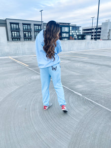 Light Blue Butterfly Sweatpants DOORBUSTER