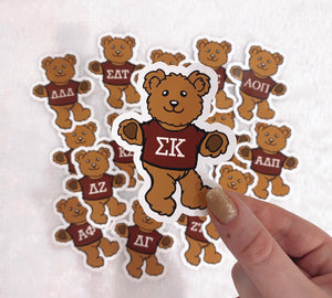 Teddy Bear Greek Letters Sorority Sticker