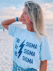 Bolting Out Navy Blue and Chambray Tee