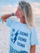 Bolting Out Navy Blue and Chambray Tee