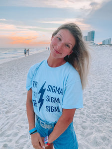 Bolting Out Navy Blue and Chambray Tee