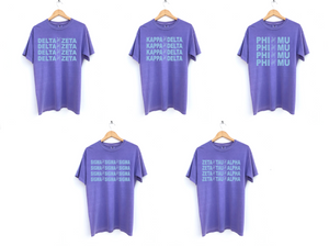 Violet and Light Blue Peace Design Sorority Tee