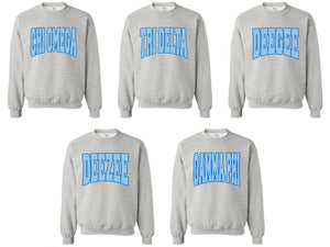 Customizable Varsity Letters Sorority Crewneck Sweatshirt