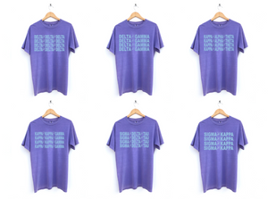 Violet and Light Blue Peace Design Sorority Tee