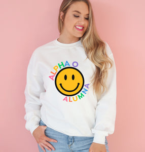 Rainbow Smiley Alumna Sorority Sweatshirt