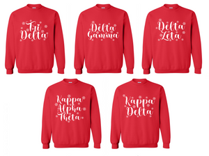 Script and Snowflakes Sorority Sweatshirt