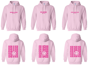 Smile Back Sorority Hooded Sweatshirt Light Pink