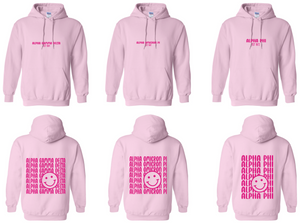 Smile Back Sorority Hooded Sweatshirt Light Pink